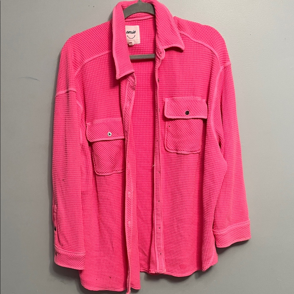 Aerie Bright Pink Waffle Knit Top